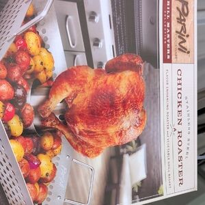 Stainless Steel Chicken Roaster with Grill Basket